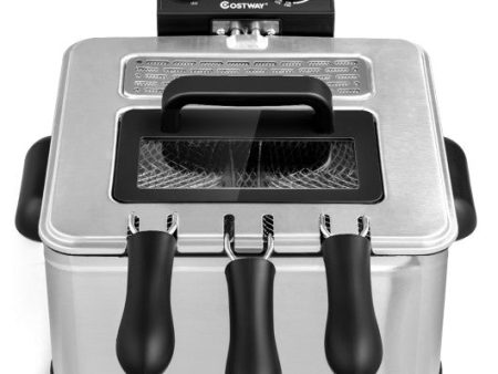 Electric Deep Fryer 5.3QT 21-Cup Stainless Steel 1700W with Triple Basket Hot on Sale