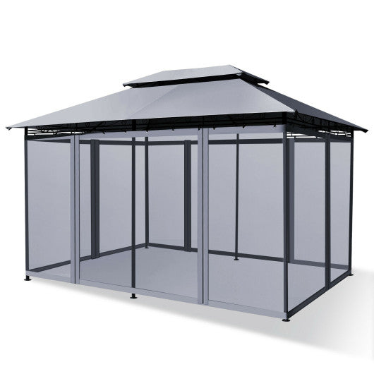 10 Feet x 13 Feet Tent Canopy Shelter with Removable Netting Sidewall-Gray Online now