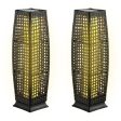 2 Pieces Solar-Powered Square Wicker Floor Lamps with Auto LED Light-Black Online now