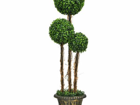 4 Feet Artificial UV Resistant Topiary Triple Ball Tree Plant Hot on Sale