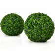 2 Pieces 15.7 Inch Artificial Boxwood Topiary Ball Tree Set For Discount