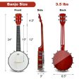 24 Inch Sonart 4-String Banjo Ukulele with Remo Drumhead and Gig Bag Hot on Sale