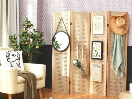 4-Panel Pegboard Display 5 Feet Tall Folding Privacy Screen for Craft Display Organized Online now