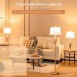 3 Piece Lamp with Set Modern Floor Lamp and 2 Table Lamps-Silver Online Hot Sale