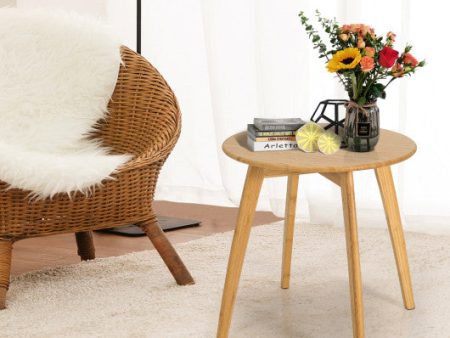 Natural Modern Stylish Bamboo Round End Table with 20 Inch Round Tabletop-Natural Fashion