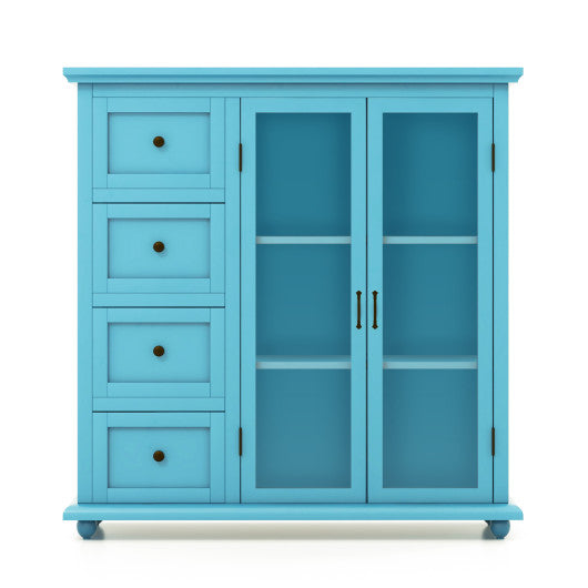 Buffet Sideboard Table Kitchen Storage Cabinet with Drawers and Doors-Blue Fashion