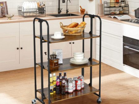 Foldable Rolling Cart with Storage Shelves for Kitchen-3-Tier Discount