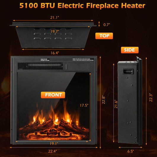 18 22.5 Inch Electric Fireplace Insert with 7-Level Adjustable Flame Brightness-22.5 inches Cheap