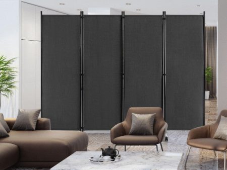 4-Panel Folding Room Divider 6 Feet Rolling Privacy Screen with Lockable Wheels-Gray Online now