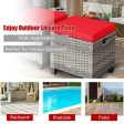 2PCS Patio Rattan Wicker Ottoman Seat with Removable Cushions-Red Hot on Sale