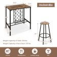 5 Pieces Bar Table and Stools Set with Wine Rack and Glass Holder-Rustic Brown Online now