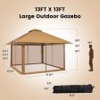 13 x 13 Feet Pop-up Instant Canopy Tent with Mesh Sidewall-Coffee Online now