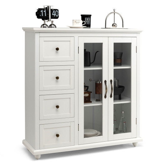 Buffet Sideboard Table Kitchen Storage Cabinet with Drawers and Doors-White Online now