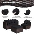 4 Pieces Ottoman Garden Patio Rattan Wicker Furniture Set with Cushion-Black Online now