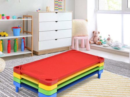 Pack of 4 Colorful Kids Stackable Naptime Cot Sale