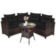 4 Pieces Outdoor Cushioned Rattan Furniture Set-Black Online Hot Sale