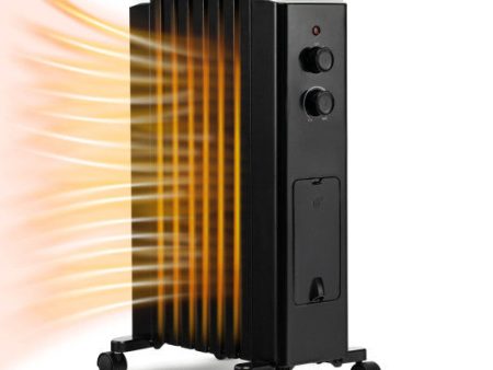 1500W Portable Oil Filled Radiator Heater with 3 Heat Settings-Black Supply