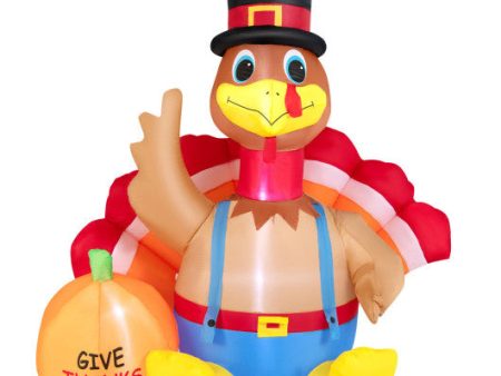 6 Feet Thanksgiving Inflatable Turkey with Pumpkin Fall Harvest Decor with Lights Fashion