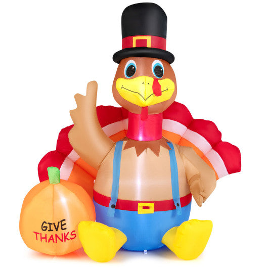 6 Feet Thanksgiving Inflatable Turkey with Pumpkin Fall Harvest Decor with Lights Fashion