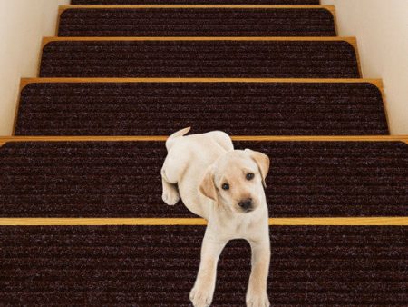 15 Pieces 30 x 8 Inch Slip Resistant Soft Stair Treads Carpet-Brown Hot on Sale