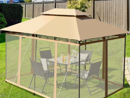 10 Feet x 13 Feet Tent Canopy Shelter with Removable Netting Sidewall-Tan Online