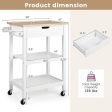 3-Tier Kitchen Island Cart Rolling Service Trolley with Bamboo Top-White Online Sale