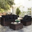 4 Pieces Ottoman Garden Patio Rattan Wicker Furniture Set with Cushion-Black Online now