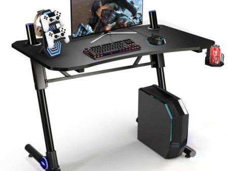 43.5 Inch Height Adjustable Gaming Desk with Blue LED Lights on Sale