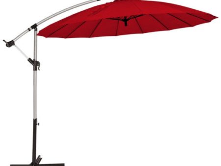 10 Feet Patio Offset Umbrella Market Hanging Umbrella for Backyard Poolside Lawn Garden-Dark Red Supply