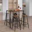 5 Pieces Bar Table and Stools Set with Wine Rack and Glass Holder-Rustic Brown Online now