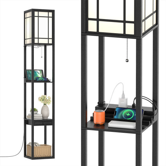 Modern Floor Lamp with Shelves and Drawer Discount