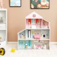 3-Tier Toddler Doll House with Furniture Gift for Age over 3 For Discount