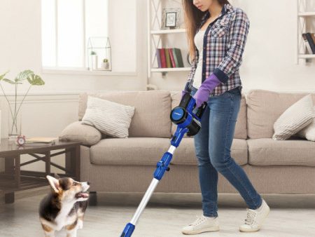 3-in-1 Handheld Cordless Stick Vacuum Cleaner with 6-cell Lithium Battery-Blue Fashion