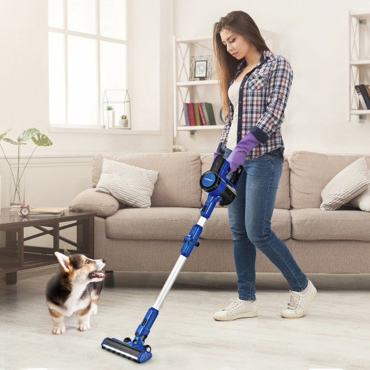 3-in-1 Handheld Cordless Stick Vacuum Cleaner with 6-cell Lithium Battery-Blue Fashion