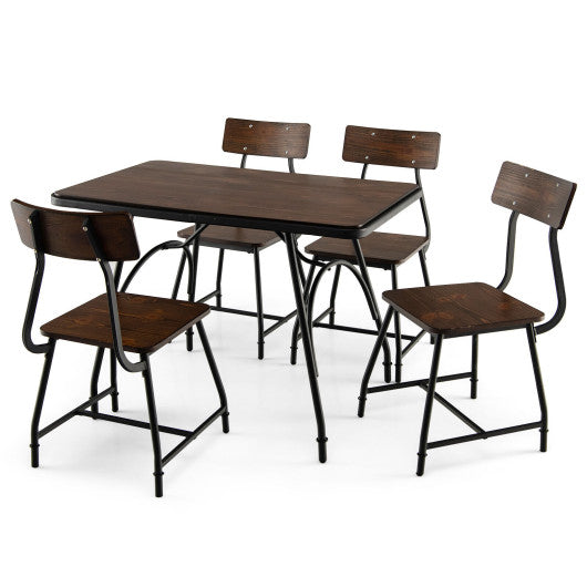 5 Piece Rectangular Dining Table Set with Metal Frame Hot on Sale