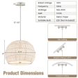 Round Farmhouse Rattan Pendant Lights with Adjustable Hanging Rope-Beige Fashion