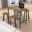 5 Pieces Bar Table and Stools Set with Wine Rack and Glass Holder-Rustic Brown Online now