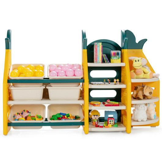 3-in-1 Kids Toy Storage Organizer with Bookshelf Corner Rack For Discount