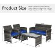 4 Pieces Patio Rattan Furniture Set with Glass Table and Loveseat-Navy Online