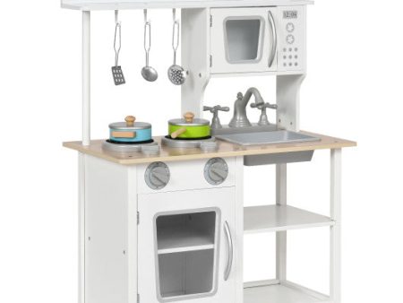 Wooden Pretend Play Kitchen Set for Kids with Accessories and Sink Online