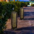 2 Pieces Solar-Powered Square Wicker Floor Lamps with Auto LED Light-Black Online now