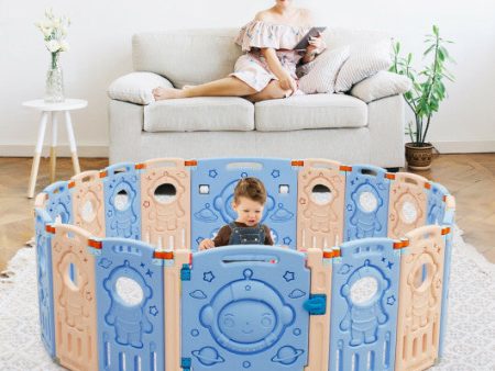 18-Panel Foldable Baby Playpen Kids Activity Center with Lockable Door Online Sale