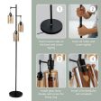 Retro Floor Lamp with 3-Head Hanging Amber Glass Shade Discount