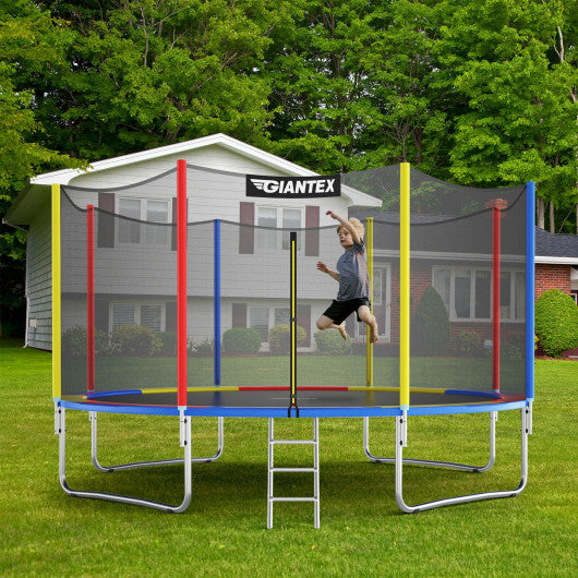 14 Feet Trampoline with Safety Enclosure Net and Ladder Outdoor for Kids Adults on Sale