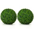 2 Pieces 15.7 Inch Artificial Boxwood Topiary Ball Tree Set For Discount