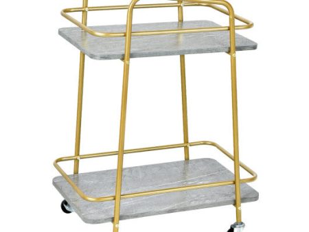 2-tier Kitchen Rolling Cart with Steel Frame and Lockable Casters-Gray Cheap