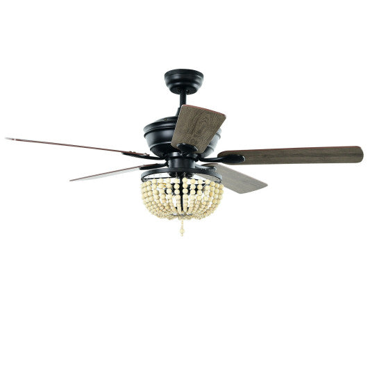 52 Inch Retro Ceiling Fan Light with Reversible Blades Remote Control-Black Fashion