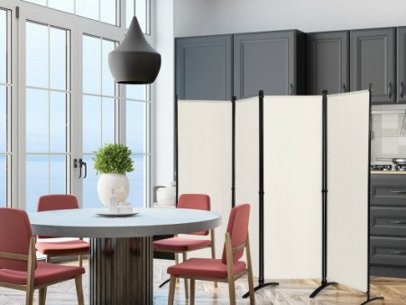 4-Panel  Room Divider with Steel Frame-White For Cheap