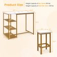 3 Pieces Gold Bar Table Set for 2 with 3-Tier Storage Shelves-Golden Sale