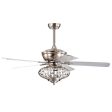 52 Inches Ceiling Fan with Wooden Blades and Remote Control-Silver Sale